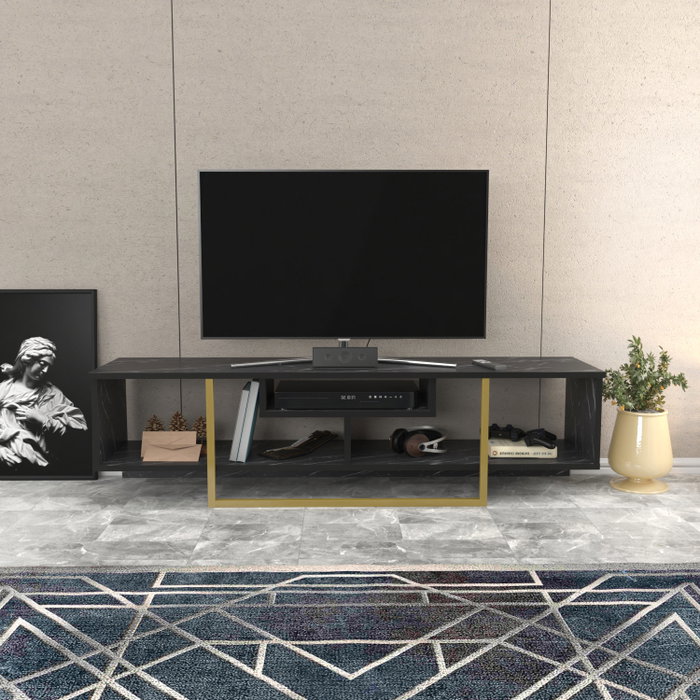 Hanah Home Asal 150 Soporte de TV Negro y Oro